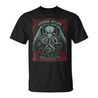 Cthulhu Arham Asylum Graphic Cosmic Horror Cthulhu Horror T-Shirt | Mazezy