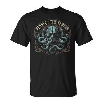 Cthulhu Respect The Elders Cosmic Horror Cthulhu Horror T-Shirt | Mazezy