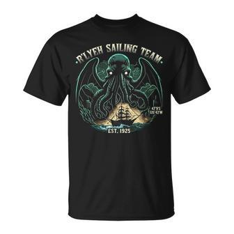 Cthulhu R'lyeh Sailing Team Cosmic Horror Cthulhu Sailing T-Shirt | Mazezy