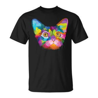 Cute Colorful Kitten Cat Head For Lovers Kitty Cats Animal T-shirt - Thegiftio UK