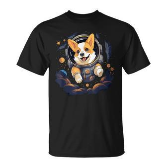 Cute Corgi Dog Dashing Through The Cosmos In Space T-Shirt | Mazezy