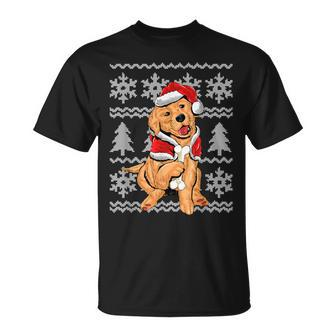 Cute Dog Santa Hat Ugly Christmas Sweater Holiday T-Shirt - Monsterry