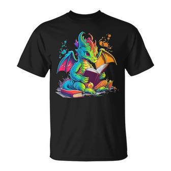 Cute Dragon Reading Book T-Shirt - Thegiftio UK