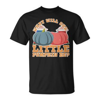 Cute Fall Thanksgiving Pumpkin Theme Gender Reveal Unisex T-Shirt | Mazezy