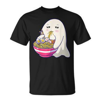 Cute Ghost Eat Ramen Kawaii Anime Halloween Noodles Japanese T-Shirt - Monsterry