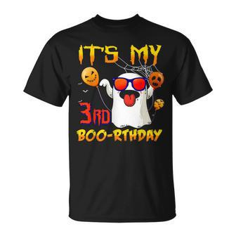 Cute Horror Halloween Birth Boo 3 Years Old Ghost Halloween T-Shirt | Mazezy