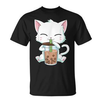Cute Kawaii Bubble Tea Boba Milk Tea Anime Cat Unisex T-Shirt | Mazezy