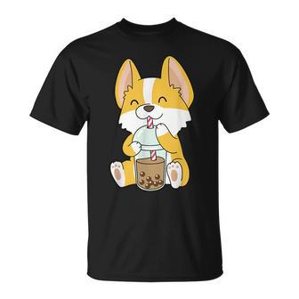 Cute Kawaii Bubble Tea Boba Milk Tea Anime Corgi Corgi Funny Gifts Unisex T-Shirt | Mazezy
