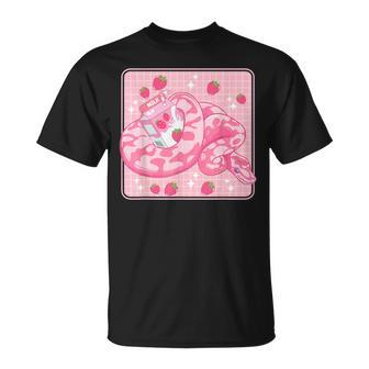 Cute Pink Strawberry Milk Snake Kawaii Ball Python T-Shirt | Mazezy
