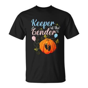 Cute Pumpkins Keeper Of The Gender Reveal Baby Thanksgiving T-Shirt | Seseable UK