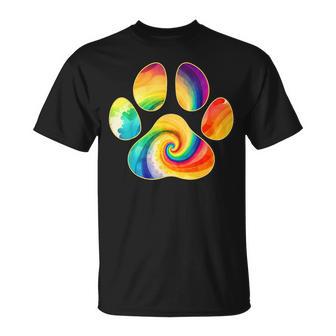 Cute Tie Dye Dog Lover Paw Print Pet Owner Paw Print Tie Dye T-Shirt - Monsterry