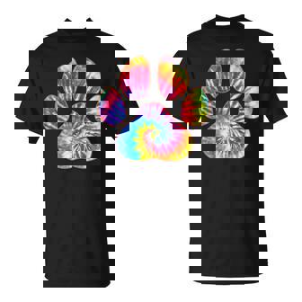 Cute Tie Dye Paw Print Pet Owner Paw Print Tie Dye Dog Lover T-Shirt - Thegiftio