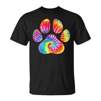 Cute Tie Dye Paw Print Pet Owner Paw Print Tie Dye Dog Lover T-Shirt - Thegiftio UK