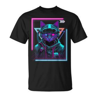 Cyberpunk Cat Kitty Punker Futuristic Cyber Punk T-Shirt - Seseable