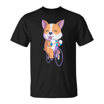 Cycling Corgi Dog Bicycle Kids Road Bike Cyclist Gift Unisex T-Shirt | Mazezy