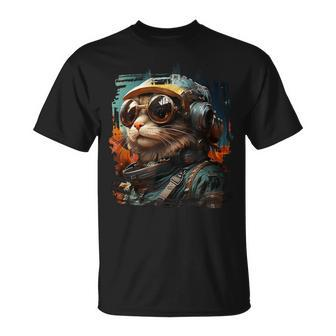Cymric Cat Armadillo Helmet Sunglasses T-Shirt | Mazezy