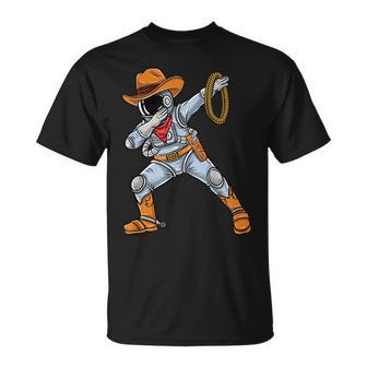 Dabbing Astronaut Cowboy Space Halloween Unisex T-Shirt | Mazezy