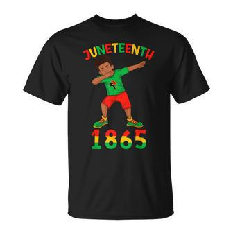Dabbing Black King Junenth Brown Skin Black Boys Kids Unisex T-Shirt | Mazezy DE