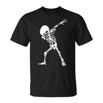 Dabbing Skeleton - Funny Halloween Dab Skull Unisex T-Shirt | Mazezy