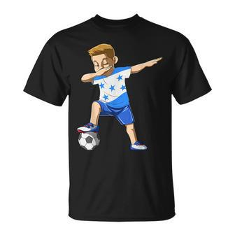 Dabbing Soccer Boy Honduras Jersey Honduran Unisex T-Shirt | Mazezy