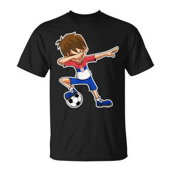 Dabbing Soccer Boy Serbia Serbian Flag Jersey Unisex T-Shirt | Mazezy