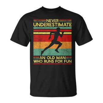 Dad Love Never Underestimate An Old Man Who Runs For Fun Unisex T-Shirt - Seseable