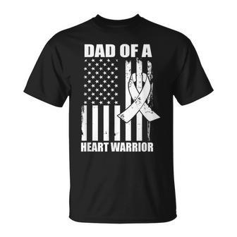 Dad Of A Heart Warrior Heart Disease Awareness Unisex T-Shirt - Seseable