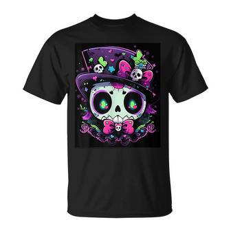 Dance With The Spirits Trendy Halloween Skull 3 T-Shirt - Monsterry