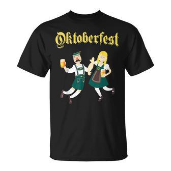 Dancing Barman And Barmaid Drinking Oktoberfest T-Shirt - Seseable