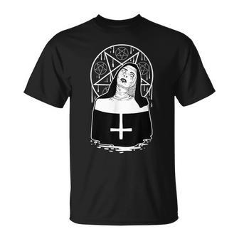 Dark Evil Nun Pentagram Scary Nun Unisex T-Shirt | Mazezy