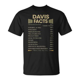 Davis Name Gift Davis Facts Unisex T-Shirt - Seseable