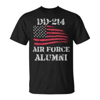 Dd214 Air Force Alumni Vintage American Usa Flag Usaf Gift Unisex T-Shirt | Mazezy