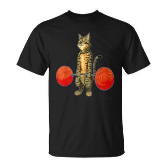 Deadlifting Tabby Cat Weightlifting Bodybuilding Fitness Gym T-Shirt - Seseable