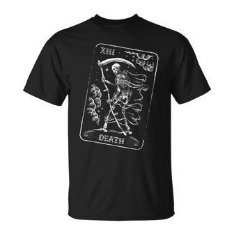 Death Tarot Card W Reaper Skeleton Reading Profound Change T-Shirt | Mazezy