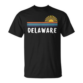 Delaware Home State Pride Retro Vintage Sunrise Unisex T-Shirt | Mazezy