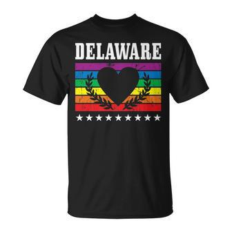 Delaware Pride Flag Pride Month Lgbtq Flag Lgbt Community De Unisex T-Shirt | Mazezy