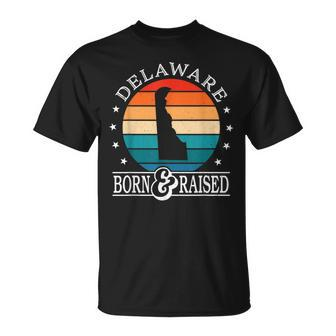 Delaware Usa Born & Raised Retro Us State Pride Unisex T-Shirt | Mazezy