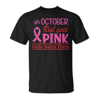 Delta Red Goes Pink Breast Cancer Awareness T-Shirt | Mazezy