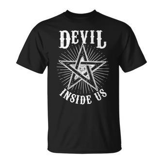 Devil Inside Us Satanic Gothic Pentagram Satanism Devilish Pentagram T-Shirt | Mazezy