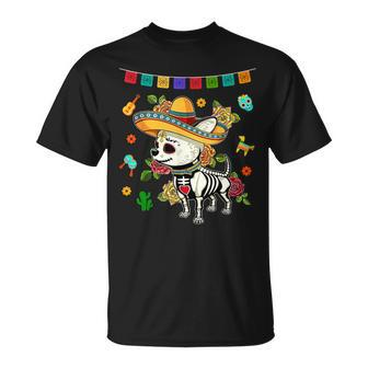 Dia De Los Muertos Day Of Dead Mexican Sugar Skull Chihuahua T-Shirt - Seseable