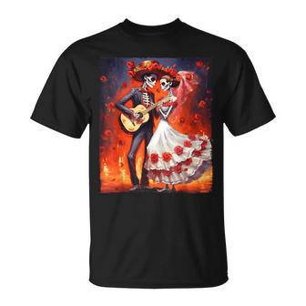 Dia De Los Muertos Skeletons Dancing Mexican Day Of The Dead T-Shirt - Seseable