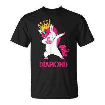 Diamond Personalized Dabbing Unicorn Queen Unisex T-Shirt - Seseable