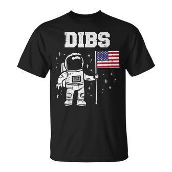 Dibs Moon Astronaut Us American Flag Fun 4Th Of July Fourth Unisex T-Shirt | Mazezy