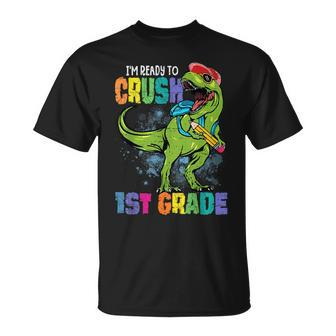 Dinosaur Back To School Ready To Crush 1St Grade Kids Dinosaur Funny Gifts Unisex T-Shirt | Mazezy