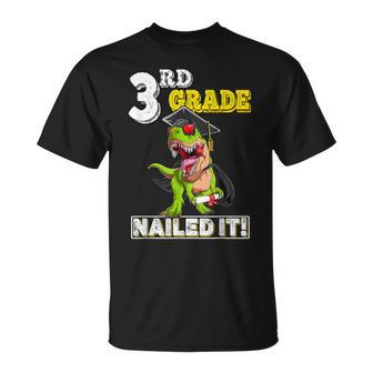 Dinosaur Graduation Hat Third Grade Nailed It Class Of 2032 Unisex T-Shirt | Mazezy