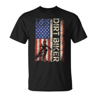 Dirt Bike American Usa Flag Motocross Biker 4Th Of July Men Unisex T-Shirt | Mazezy