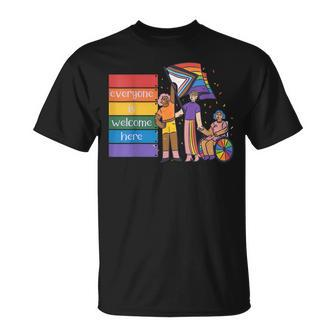 Disability Pride Everyone Is Welcome Here Human Rights Unisex T-Shirt | Mazezy