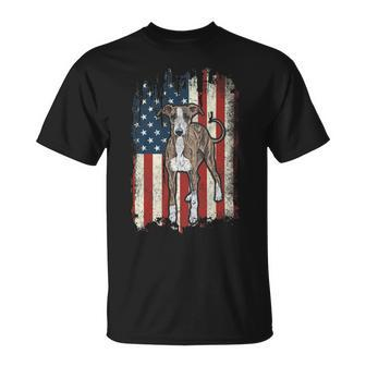 Distressed Greyhound American Flag Patriotic Dog Unisex T-Shirt - Monsterry UK