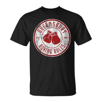 Distressed Queensbury Boxing Rules Vintage Boxing T-Shirt | Mazezy
