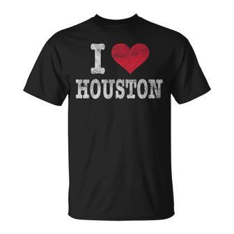 Distressed Retro I Love Houston Souvenir T-Shirt | Mazezy